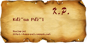 Kása Pál névjegykártya